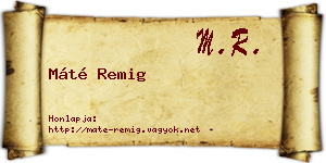Máté Remig névjegykártya